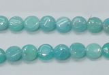 CAM300 15.5 inches 8mm flat round natural peru amazonite beads