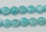 CAM301 15.5 inches 10mm flat round natural peru amazonite beads