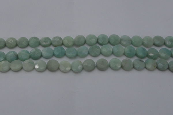 CAM363 15.5 inches 10mm faceted coin amazonite gemstone beads