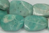 CAM413 18*25mm faceted & twisted rectangle natural russian amazonite beads