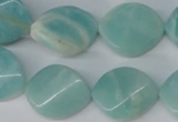 CAM607 15.5 inches 18*22mm twisted oval Chinese amazonite beads