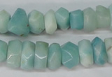 CAM611 15.5 inches 6*14mm faceted nugget Chinese amazonite beads