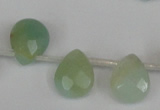 CAM634 Top-drilled 8*10mm faceted flat teardrop Chinese amazonite beads