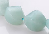 CAM88 15*20mm natural amazonite twisted pebble beads Wholesale