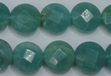 CAM942 15.5 inches 14mm faceted coin amazonite gemstone beads