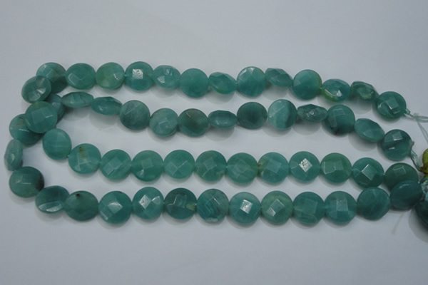 CAM942 15.5 inches 14mm faceted coin amazonite gemstone beads