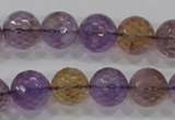 CAN12 15.5 inches 14mm faceted round natural ametrine gemstone beads