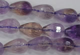 CAN24 15.5 inches 12*16mm faceted teardrop natural ametrine beads