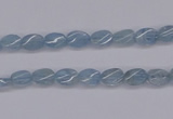 CAQ147 15.5 inches 5*7mm twisted oval natural aquamarine beads