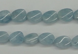 CAQ149 15.5 inches 8*12mm twisted oval natural aquamarine beads