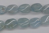 CAQ150 15.5 inches 10*12mm twisted oval natural aquamarine beads