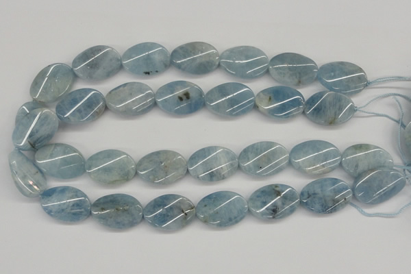 CAQ151 15.5 inches 18*25mm twisted oval natural aquamarine beads