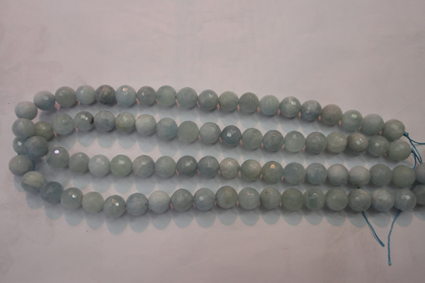 CAQ224 15 inches 10mm faceted round aquamarine beads wholesale