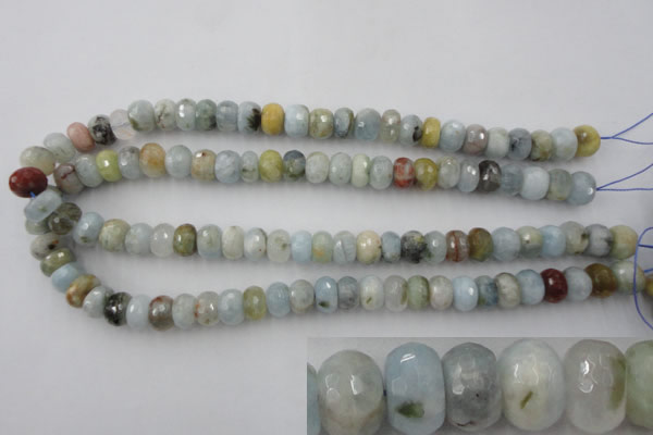 CAQ353 15.5 inches 8*12mm faceted rondelle natural aquamarine beads