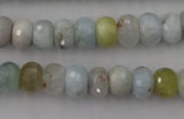 CAQ356 15.5 inches 7*11mm faceted rondelle natural aquamarine beads