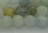 CAQ437 15.5 inches 8mm faceted round natural aquamarine beads