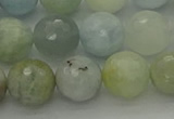 CAQ438 15.5 inches 10mm faceted round natural aquamarine beads