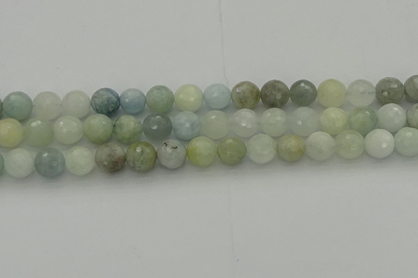 CAQ438 15.5 inches 10mm faceted round natural aquamarine beads