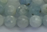 CAQ554 15.5 inches 10mm faceted round natural aquamarine beads