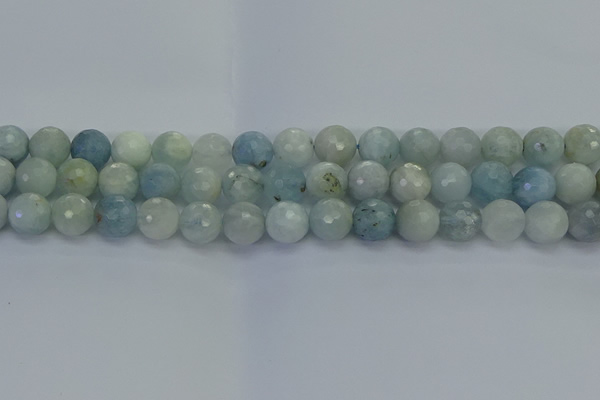 CAQ554 15.5 inches 10mm faceted round natural aquamarine beads