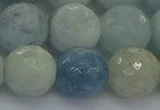 CAQ556 15.5 inches 14mm faceted round natural aquamarine beads