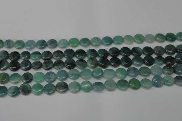 CAQ618 15.5 inches 10mm flat round aquamarine gemstone beads