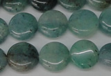 CAQ619 15.5 inches 12mm flat round aquamarine gemstone beads