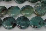 CAQ620 15.5 inches 14mm flat round aquamarine gemstone beads