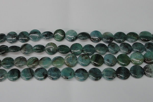 CAQ621 15.5 inches 16mm flat round aquamarine gemstone beads