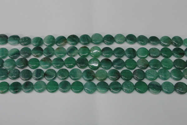 CAQ625 15.5 inches 12mm flat round aquamarine gemstone beads