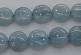 CAQ68 15.5 inches 12*12mm flat round natural aquamarine beads wholesale