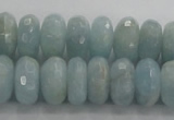 CAQ72 15.5 inches 6*11mm faceted rondelle AB grade aquamarine beads