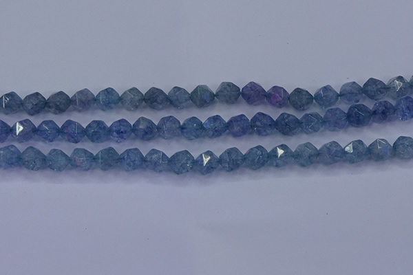 CAQ773 15.5 inches 10mm faceted nuggets imitation aquamarine beads