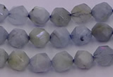 CAQ790 15.5 inches 6mm faceted nuggets aquamarine gemstone beads