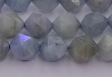 CAQ792 15.5 inches 10mm faceted nuggets aquamarine gemstone beads