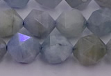 CAQ793 15.5 inches 12mm faceted nuggets aquamarine gemstone beads