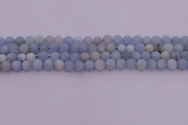 CAQ811 15.5 inches 6mm round matte aquamarine beads wholesale