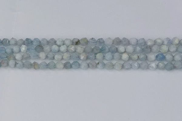 CAQ831 15.5 inches 6mm faceted nuggets aquamarine beads