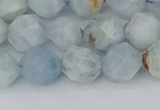 CAQ833 15.5 inches 10mm faceted nuggets aquamarine beads