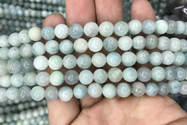 CAQ842 15.5 inches 8mm round aquamarine beads wholesale