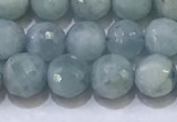 CAQ870 15.5 inches 6mmm faceted round aquamarine beads wholesale