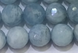 CAQ871 15.5 inches 8mmm faceted round aquamarine beads wholesale