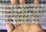 CAQ876 15.5 inches 8mm faceted round aquamarine gemstone beads