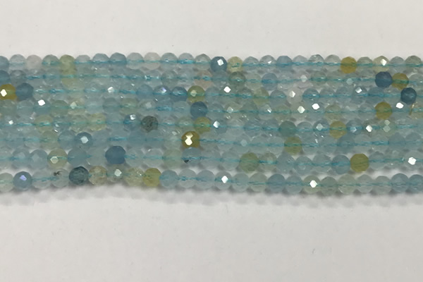 CAQ882 15.5 inches 3.5mm faceted round tiny aquamarine beads