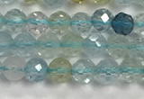 CAQ883 15.5 inches 3.5mm faceted round tiny aquamarine beads