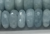 CAQ895 15.5 inches 6*12mm faceted rondelle aquamarine beads