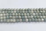 CAQ913 15.5 inches 10mm faceted round aquamarine beads wholesale