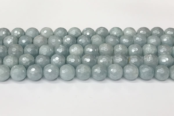 CAQ928 15 inches 10mm faceted round AB-color imitation aquamarine beads