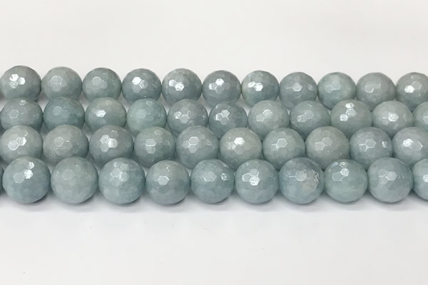 CAQ929 15 inches 12mm faceted round AB-color imitation aquamarine beads