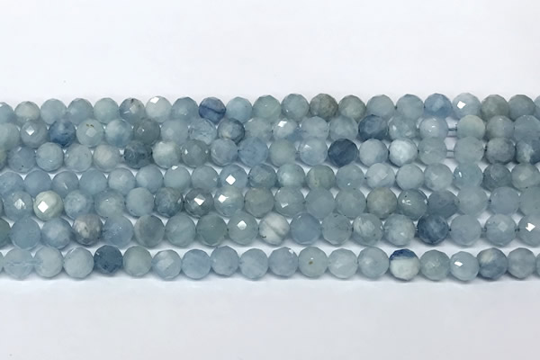 CAQ945 15 inches 6mm faceted round aquamarine beads